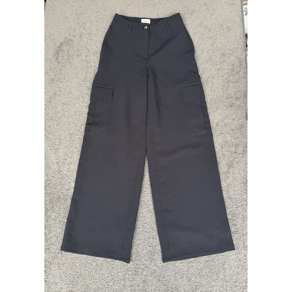Wilfred Aritzia Wide Leg Cargo Pants High Waisted Dark Grey Black Size 00